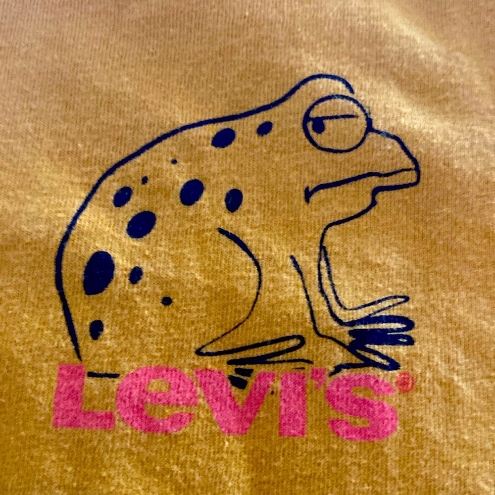 Levi’s size medium T-shirt Tee cute, frog outline, drawing on back and front